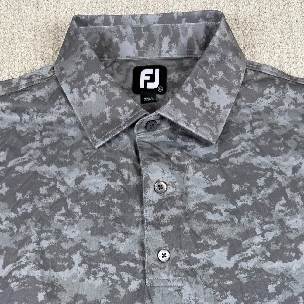 FootJoy Mens XL Gray Camo Performance Short Sleeve Golf Polo Shirt